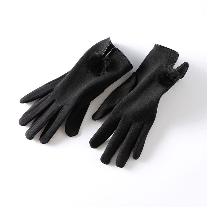 Wholesale mink fur ball cashmere warm women's gloves JDC-GS-BX-012 Gloves 伯循 black one size Wholesale Jewelry JoyasDeChina Joyas De China