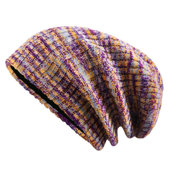 Wholesale mixed color plus cashmere knitted woolen hat JDC-FH-GSJS003 Fashionhat JoyasDeChina Purple and yellow one size Wholesale Jewelry JoyasDeChina Joyas De China