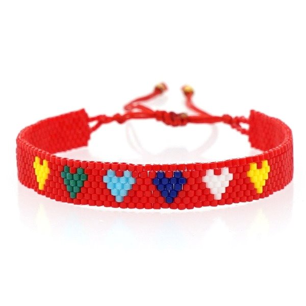 Wholesale Miyuki Woven Red Heart Bracelet JDC-BT-GBH082 Bracelet 怪我咯 Wholesale Jewelry JoyasDeChina Joyas De China