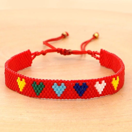Wholesale Miyuki Woven Red Heart Bracelet JDC-BT-GBH082 Bracelet 怪我咯 Wholesale Jewelry JoyasDeChina Joyas De China