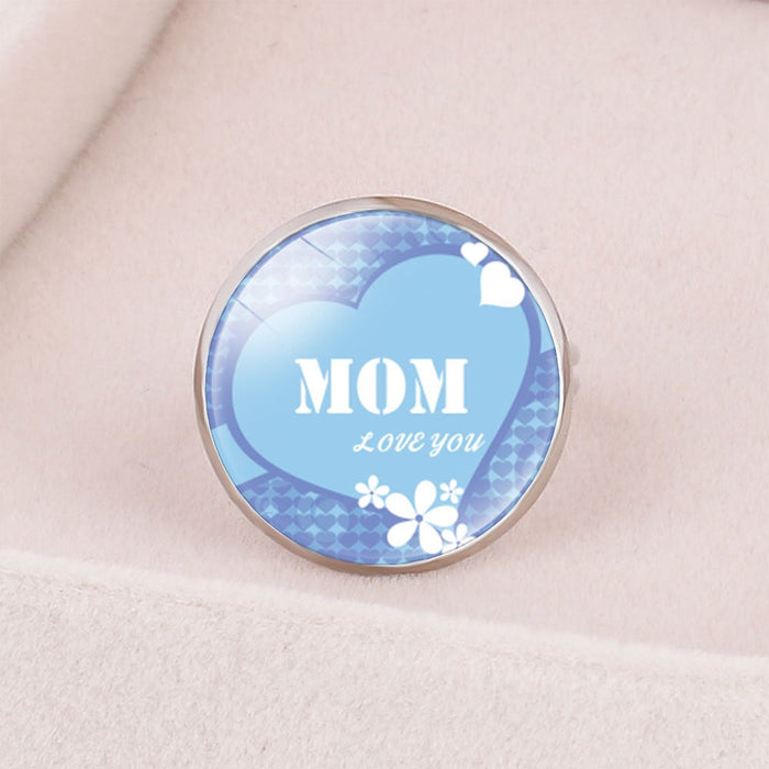 Wholesale MOM Heart Shape Mother's Day Gift Iron Glass Ring JDC-RS-NingX001 Rings 柠祥 Wholesale Jewelry JoyasDeChina Joyas De China