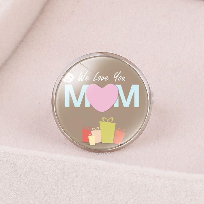 Wholesale MOM Heart Shape Mother's Day Gift Iron Glass Ring JDC-RS-NingX001 Rings 柠祥 Wholesale Jewelry JoyasDeChina Joyas De China