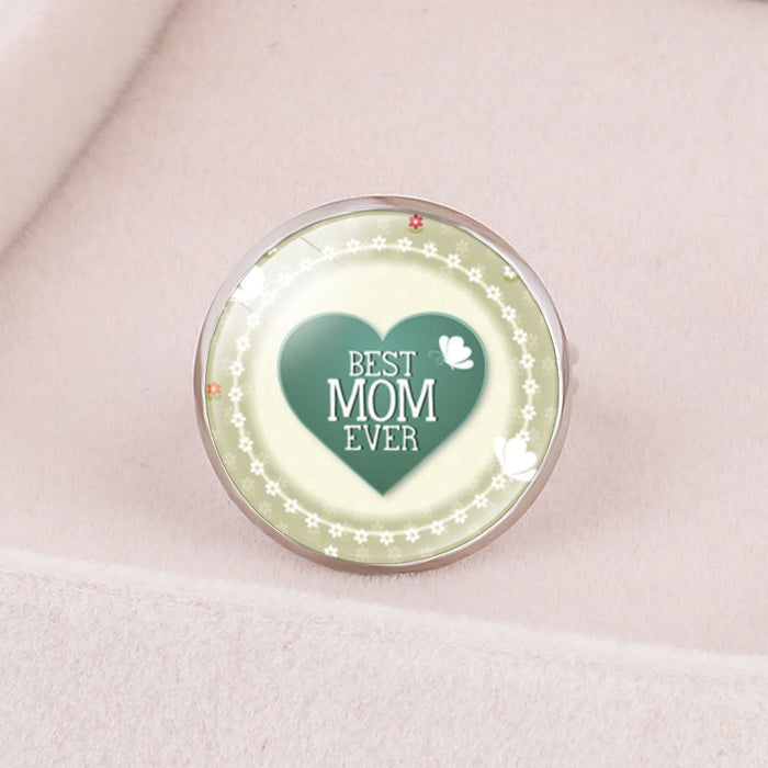 Wholesale MOM Heart Shape Mother's Day Gift Iron Glass Ring JDC-RS-NingX001 Rings 柠祥 Wholesale Jewelry JoyasDeChina Joyas De China