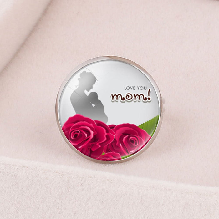 Wholesale MOM Heart Shape Mother's Day Gift Iron Glass Ring JDC-RS-NingX001 Rings 柠祥 Wholesale Jewelry JoyasDeChina Joyas De China