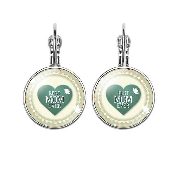 Wholesale MOM Heart Shaped Metal Glass Earrings JDC-ES-NingX001 Keychains 柠祥 Wholesale Jewelry JoyasDeChina Joyas De China