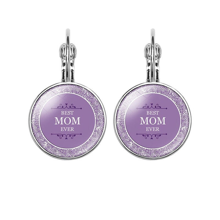 Wholesale MOM Heart Shaped Metal Glass Earrings JDC-ES-NingX001 Keychains 柠祥 64006301 Wholesale Jewelry JoyasDeChina Joyas De China