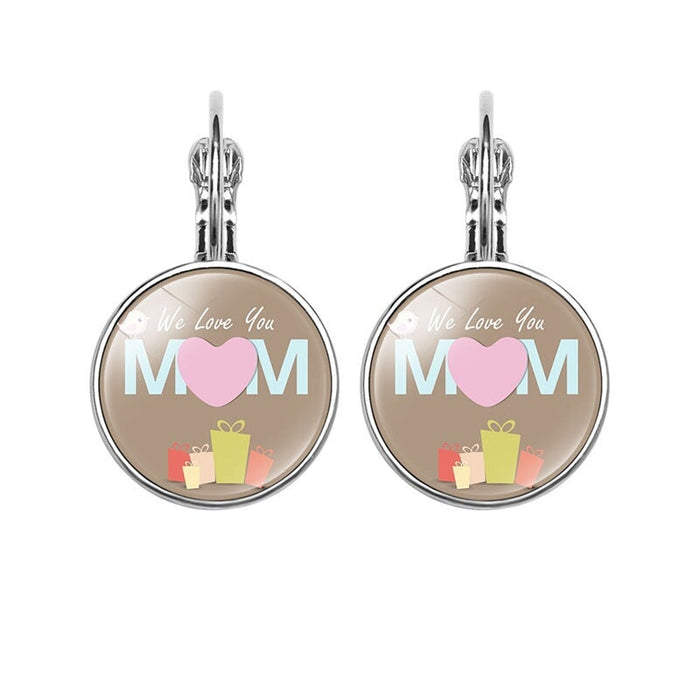 Wholesale MOM Heart Shaped Metal Glass Earrings JDC-ES-NingX001 Keychains 柠祥 64006302 Wholesale Jewelry JoyasDeChina Joyas De China