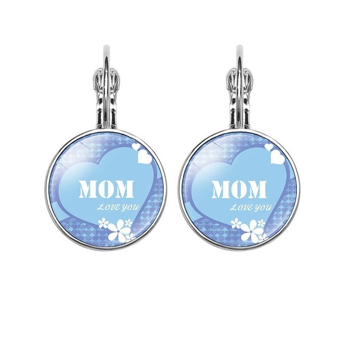 Wholesale MOM Heart Shaped Metal Glass Earrings JDC-ES-NingX001 Keychains 柠祥 64006303 Wholesale Jewelry JoyasDeChina Joyas De China