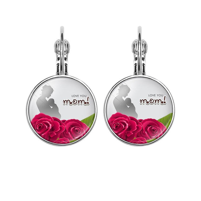 Wholesale MOM Heart Shaped Metal Glass Earrings JDC-ES-NingX001 Keychains 柠祥 64006304 Wholesale Jewelry JoyasDeChina Joyas De China