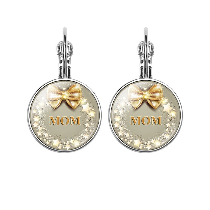 Wholesale MOM Heart Shaped Metal Glass Earrings JDC-ES-NingX001 Keychains 柠祥 64006305 Wholesale Jewelry JoyasDeChina Joyas De China
