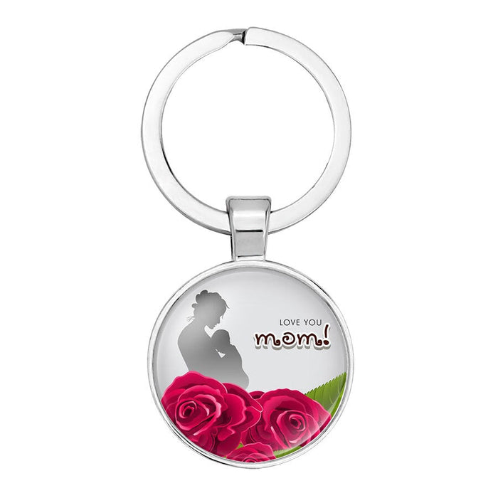 Wholesale MOM Mother's Day Gift Alloy Glass Keychain JDC-KC-NingX002 Keychains 柠祥 Wholesale Jewelry JoyasDeChina Joyas De China