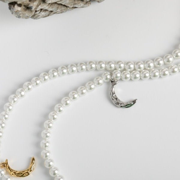 Wholesale Moon Pearl Titanium Steel Necklace JDC-NE-Jif027 Necklaces 集沣 Wholesale Jewelry JoyasDeChina Joyas De China