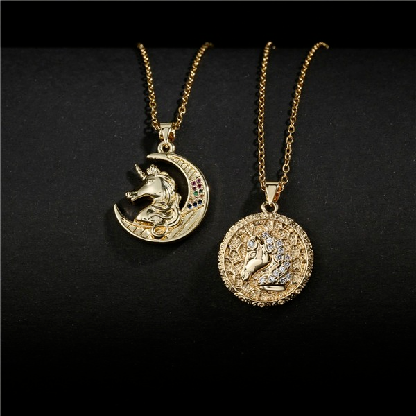 Bulk Jewelry Wholesale moon unicorn pendant necklace JDC-ag130 Wholesale factory from China YIWU China