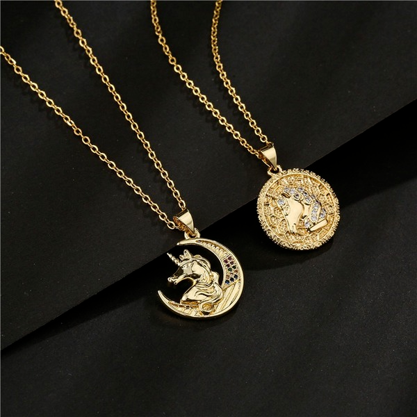 Bulk Jewelry Wholesale moon unicorn pendant necklace JDC-ag130 Wholesale factory from China YIWU China