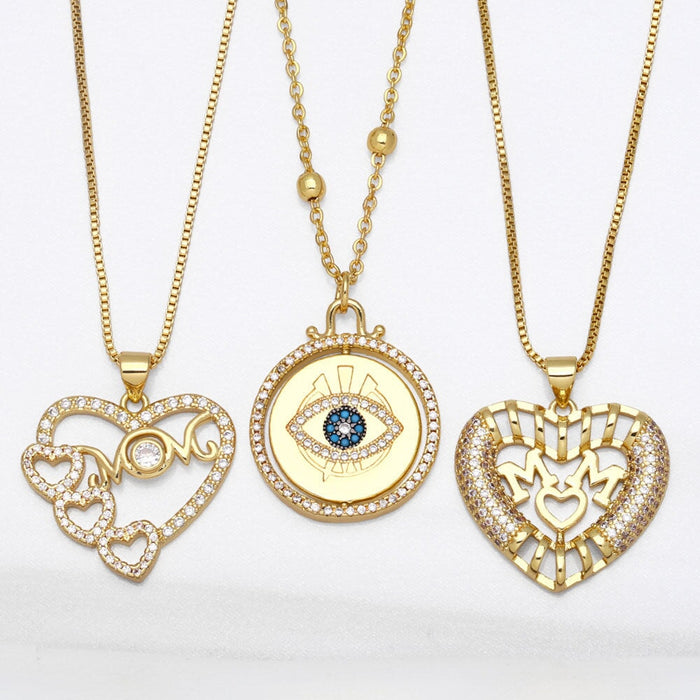 Wholesale Mother's Day Cutout Diamond Heart Necklace JDC-NE-AOS013 Necklaces 翱昇 Wholesale Jewelry JoyasDeChina Joyas De China