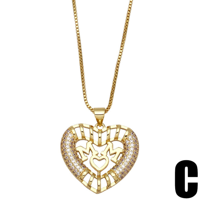 Wholesale Mother's Day Cutout Diamond Heart Necklace JDC-NE-AOS013 Necklaces 翱昇 Wholesale Jewelry JoyasDeChina Joyas De China