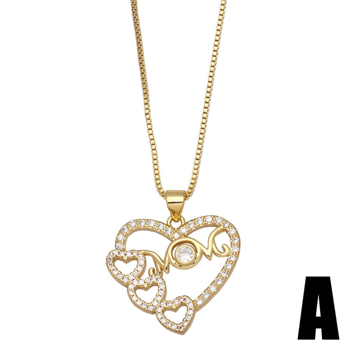 Wholesale Mother's Day Cutout Diamond Heart Necklace JDC-NE-AOS013 Necklaces 翱昇 A Wholesale Jewelry JoyasDeChina Joyas De China