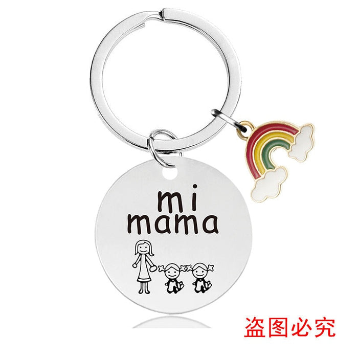 Wholesale Mother's Day Gift Rainbow Electroplated Metal Keychain JDC-KC-GangGu004 Keychains 钢古 Wholesale Jewelry JoyasDeChina Joyas De China