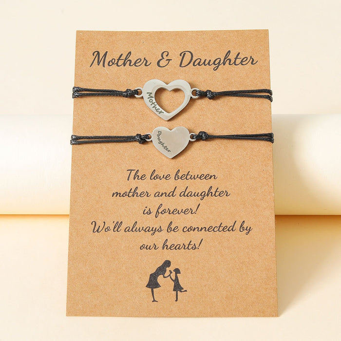 Wholesale Mother's Day heart shaped stainless steel laser lettering weaving bracelet JDC-BT-LanT008 Bracelet 阆天 Wholesale Jewelry JoyasDeChina Joyas De China