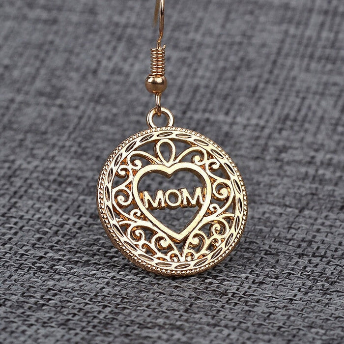 Wholesale Mother's Day Heart Zinc Alloy Letter MOM Earrings MOQ≥2 JDC-ES-ZJ001 Earrings 志嘉 Wholesale Jewelry JoyasDeChina Joyas De China
