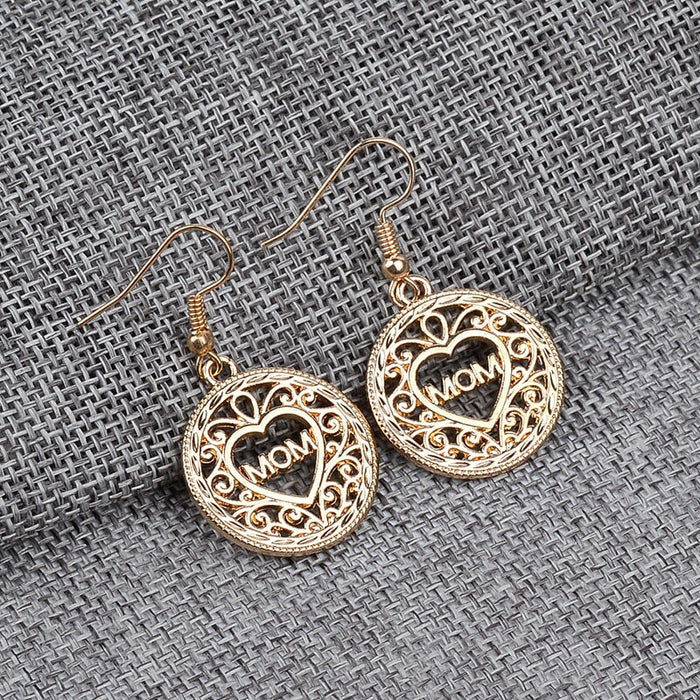 Wholesale Mother's Day Heart Zinc Alloy Letter MOM Earrings MOQ≥2 JDC-ES-ZJ001 Earrings 志嘉 Wholesale Jewelry JoyasDeChina Joyas De China