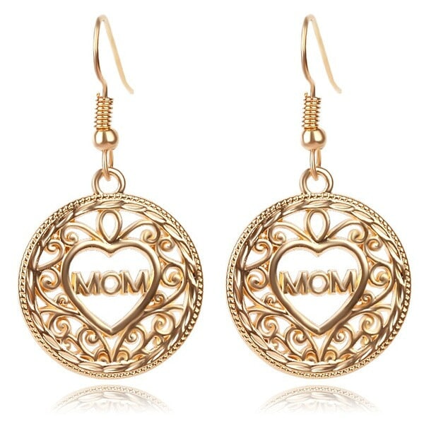 Wholesale Mother's Day Heart Zinc Alloy Letter MOM Earrings MOQ≥2 JDC-ES-ZJ001 Earrings 志嘉 Wholesale Jewelry JoyasDeChina Joyas De China