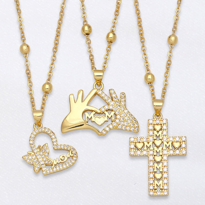 Wholesale Mother's Day Love Cross Necklace JDC-NE-AOS002 Necklaces 翱昇 Wholesale Jewelry JoyasDeChina Joyas De China