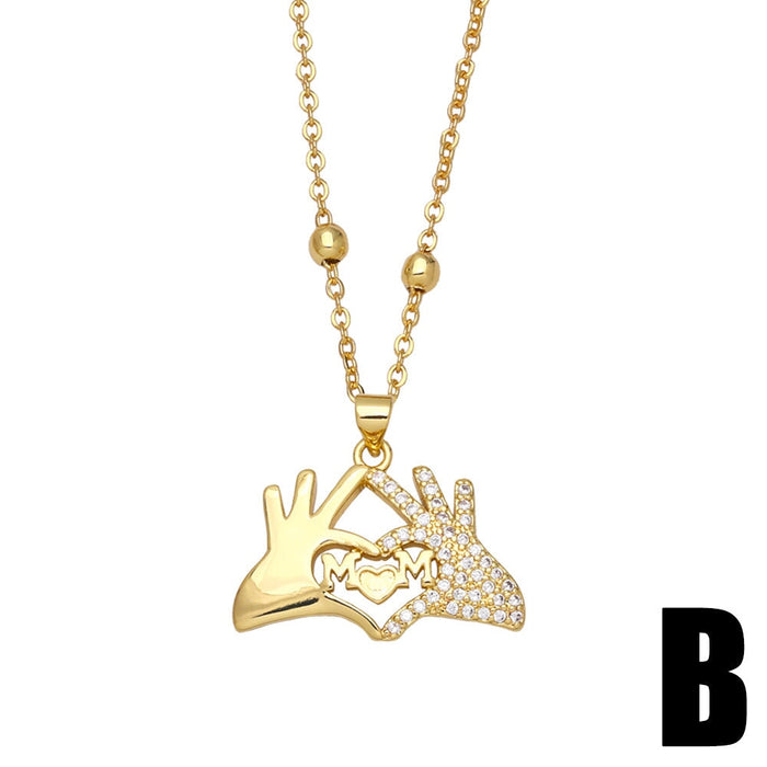 Wholesale Mother's Day Love Cross Necklace JDC-NE-AOS002 Necklaces 翱昇 B Wholesale Jewelry JoyasDeChina Joyas De China