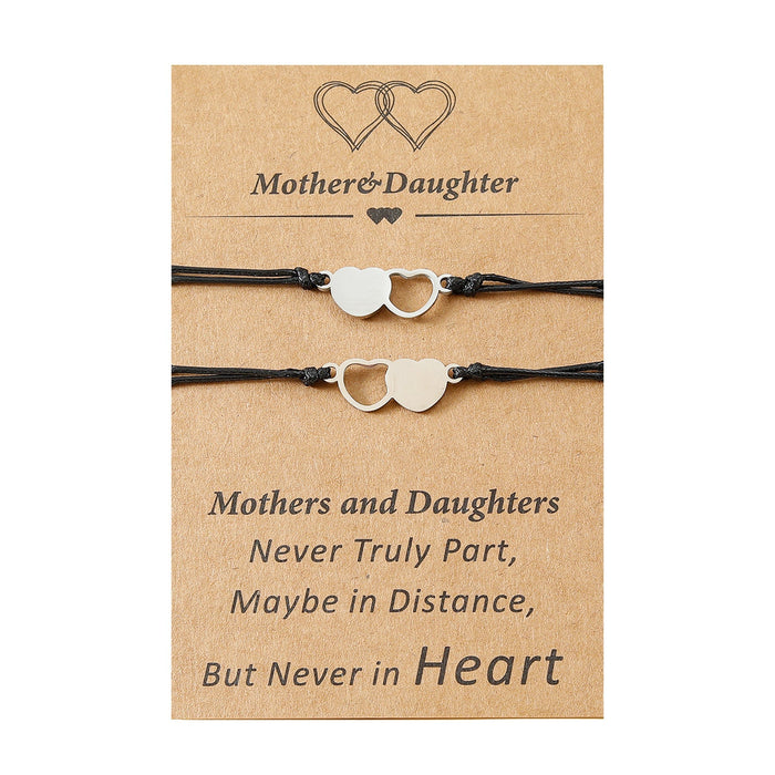 Wholesale Mother's Day Parent-Child Card Heart Shaped Stainless Steel Hand-Woven Bracelet JDC-BT-LanT006 Bracelet 阆天 Wholesale Jewelry JoyasDeChina Joyas De China