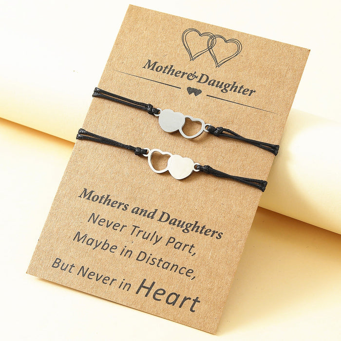 Wholesale Mother's Day Parent-Child Card Heart Shaped Stainless Steel Hand-Woven Bracelet JDC-BT-LanT006 Bracelet 阆天 Wholesale Jewelry JoyasDeChina Joyas De China