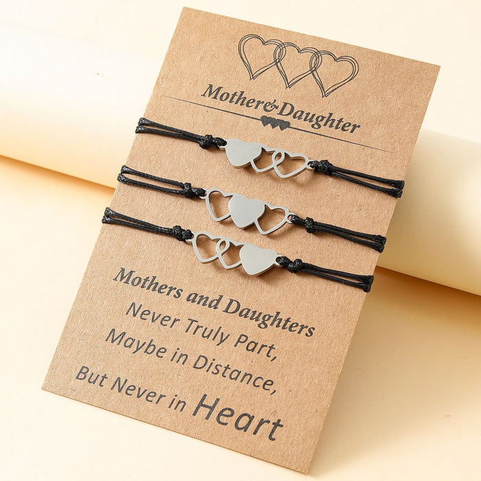 Wholesale Mother's Day Parent-Child Card Stainless Steel Heart Shape Hand-Woven Bracelet JDC-BT-LanT005 Bracelet 阆天 Wholesale Jewelry JoyasDeChina Joyas De China