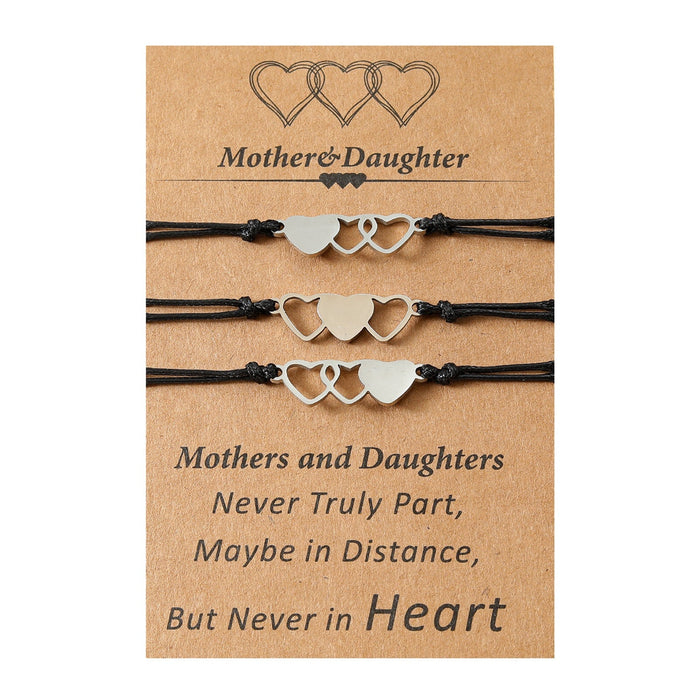 Wholesale Mother's Day Parent-Child Card Stainless Steel Heart Shape Hand-Woven Bracelet JDC-BT-LanT005 Bracelet 阆天 Wholesale Jewelry JoyasDeChina Joyas De China