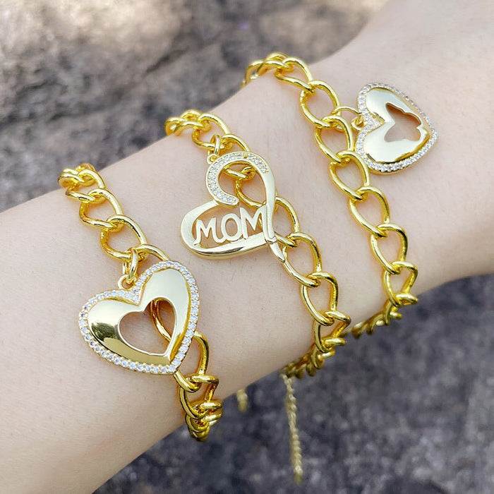 Wholesale Mother's Day peach letter copper bracelet JDC-BT-AOS001 Bracelet 翱昇 Wholesale Jewelry JoyasDeChina Joyas De China