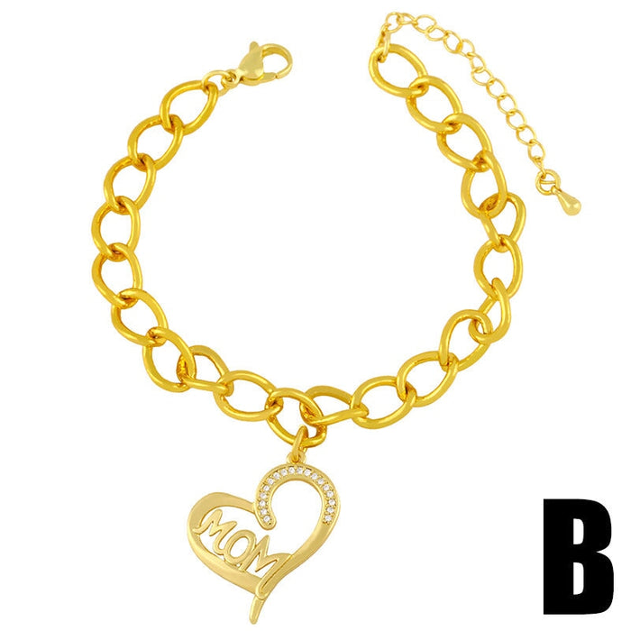 Wholesale Mother's Day peach letter copper bracelet JDC-BT-AOS001 Bracelet 翱昇 B Wholesale Jewelry JoyasDeChina Joyas De China