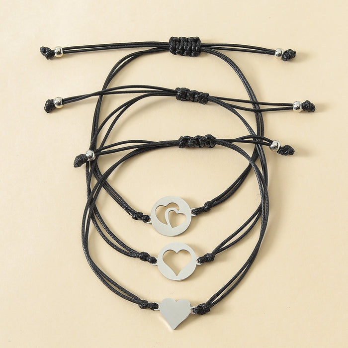 Wholesale Mother's Day skeleton hollow heart shape stainless steel hand-woven bracelet JDC-BT-LanT010 Bracelet 阆天 Wholesale Jewelry JoyasDeChina Joyas De China