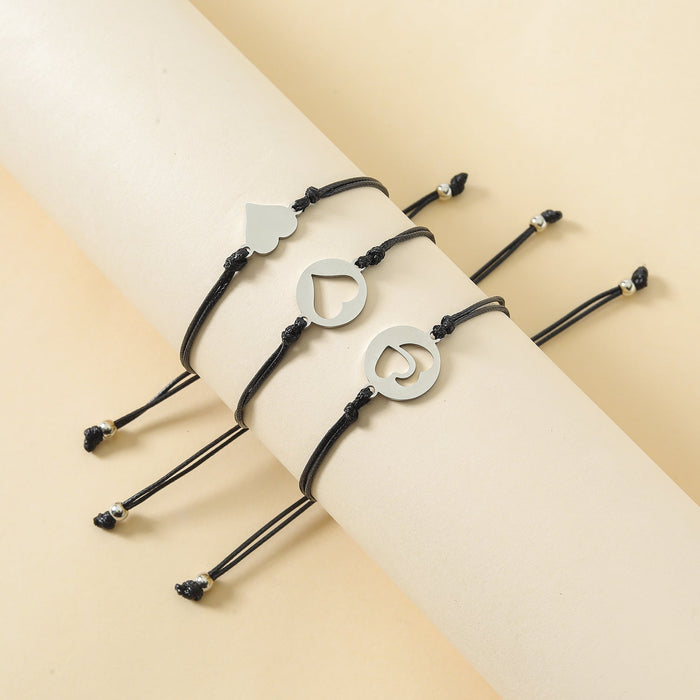 Wholesale Mother's Day skeleton hollow heart shape stainless steel hand-woven bracelet JDC-BT-LanT010 Bracelet 阆天 Wholesale Jewelry JoyasDeChina Joyas De China