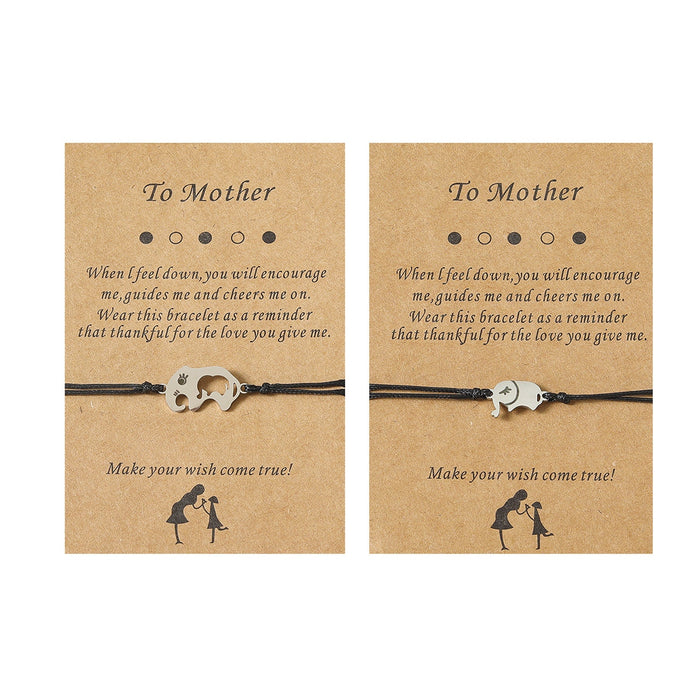 Wholesale Mother's Day stainless steel laser cutout elephant wax thread knit bracelet JDC-BT-LanT012 Bracelet 阆天 Wholesale Jewelry JoyasDeChina Joyas De China