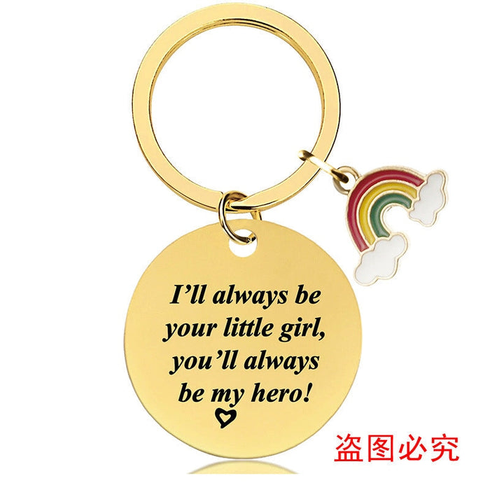 Wholesale Mother's Day Stainless Steel Round Plate Rainbow Metal Keychain JDC-KC-GangGu010 Keychains 钢古 Wholesale Jewelry JoyasDeChina Joyas De China