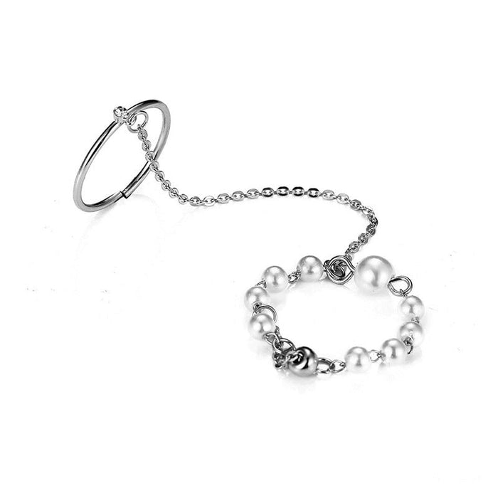 Wholesale mouth adjustable siamese leaf chain alloy ring JDC-RS-F085 Rings 韩之尚 Wholesale Jewelry JoyasDeChina Joyas De China