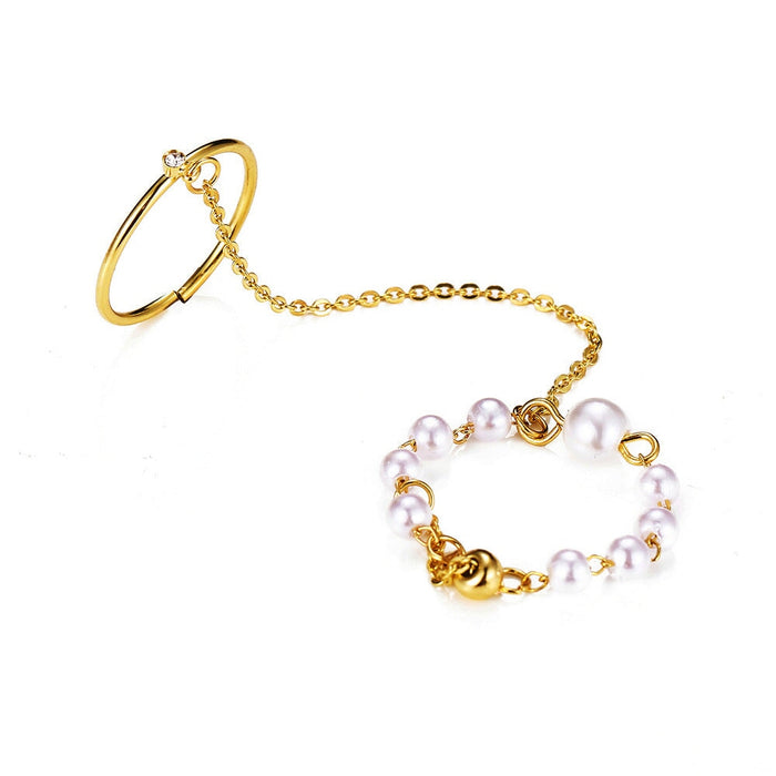 Wholesale mouth adjustable siamese leaf chain alloy ring JDC-RS-F085 Rings 韩之尚 Wholesale Jewelry JoyasDeChina Joyas De China