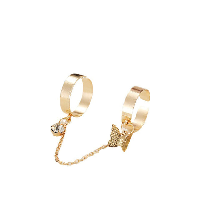 Wholesale mouth adjustable siamese leaf chain alloy ring JDC-RS-F085 Rings 韩之尚 5388001 Alloy Wholesale Jewelry JoyasDeChina Joyas De China