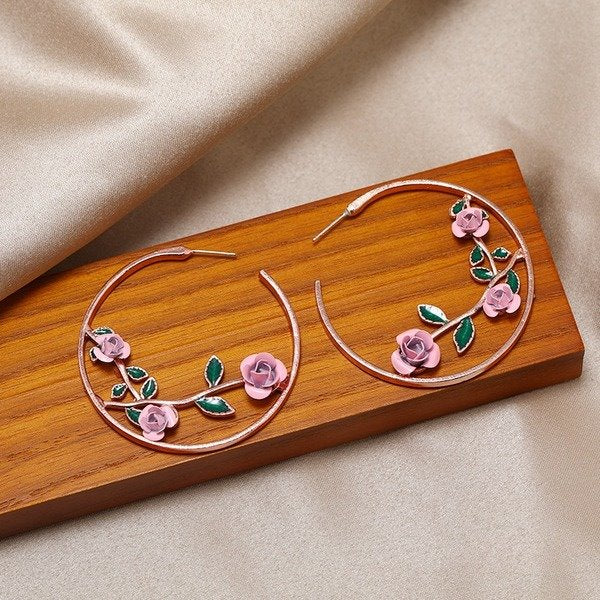 Wholesale multi-color rose type Metal Earrings JDC-ES-SF086 Earrings 少峰 Wholesale Jewelry JoyasDeChina Joyas De China