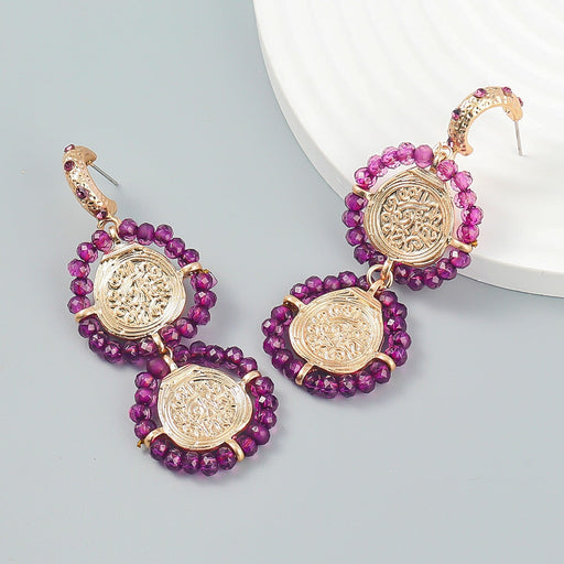 Wholesale multi-layer braided diamond-encrusted round alloy earrings JDC-ES-JL946 Earrings 氿乐 Wholesale Jewelry JoyasDeChina Joyas De China