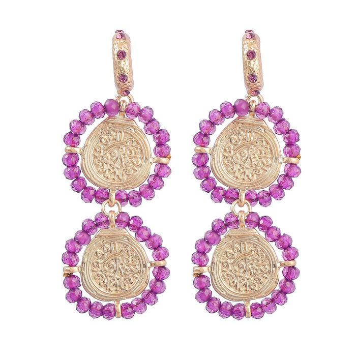 Wholesale multi-layer braided diamond-encrusted round alloy earrings JDC-ES-JL946 Earrings 氿乐 purple Wholesale Jewelry JoyasDeChina Joyas De China