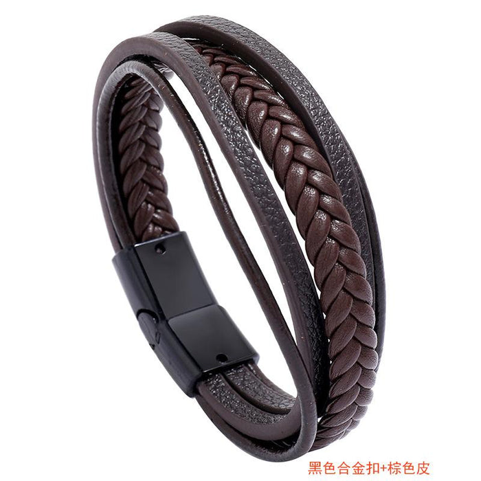 Bulk Jewelry Wholesale multi-layer leather man bracelet JDC-MBT-PK016 Wholesale factory from China YIWU China