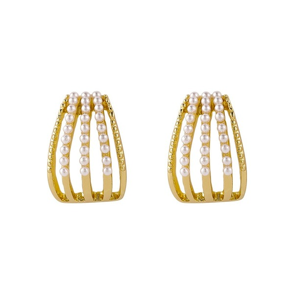 Wholesale multi-layer pearl arc alloy earrings JDC-ES-W332 Earrings JoyasDeChina Wholesale Jewelry JoyasDeChina Joyas De China