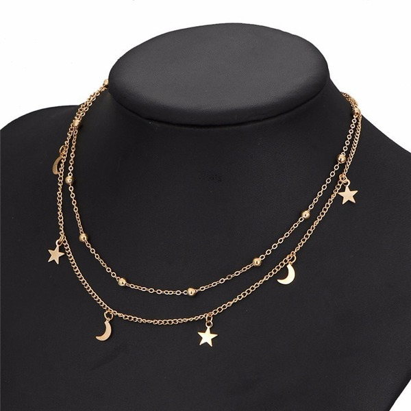 Bulk Jewelry Wholesale multi-layer simple and exquisite lasso Moon Star Necklace JDC-NE-F331 Wholesale factory from China YIWU China