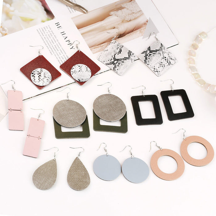 Wholesale multi-layer snake-print leather earrings JDC-ES-ManY019 Earrings JoyasDeChina Wholesale Jewelry Wholesale Jewelry JoyasDeChina Joyas De China