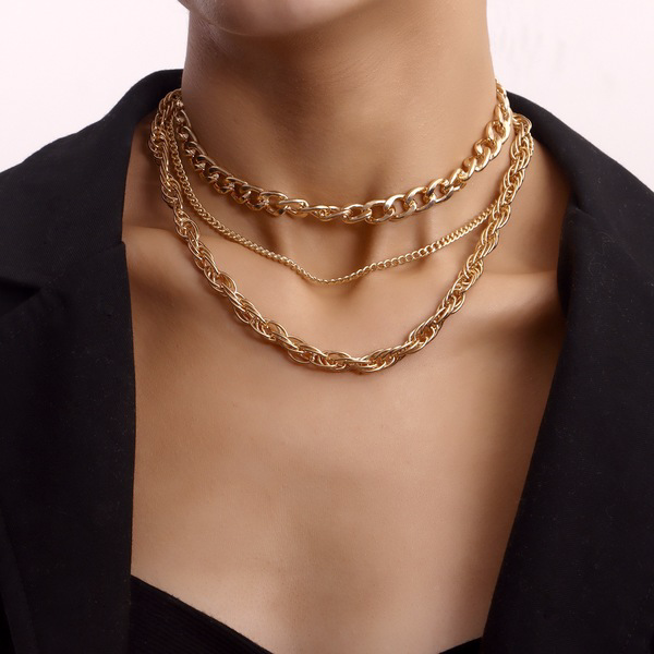 Wholesale multi-layer thick chain alloy necklaces JDC-NE-ZW012 necklaces JoyasDeChina Wholesale Jewelry JoyasDeChina Joyas De China