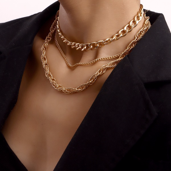 Wholesale multi-layer thick chain alloy necklaces JDC-NE-ZW012 necklaces JoyasDeChina Wholesale Jewelry JoyasDeChina Joyas De China